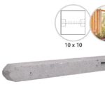 Ruw (stamp) betonpaal met afgeronde bovenzijde (3) 10x10x180 cm Tussenpaal, grijs