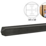 Gladde betonpaal met diamantkop ongecoat (4) 10x10x275cm, T-paal, antraciet