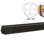 Gladde betonpaal met diamantkop gecoat (4) 10x10x275 cm, T-paal, grijs