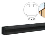 Gladde betonpaal met platte kop en sponning (5) 10x10x270 cm, Eindpaal antraciet ongecoat